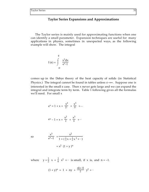 Taylor Series Expansions And Approximations