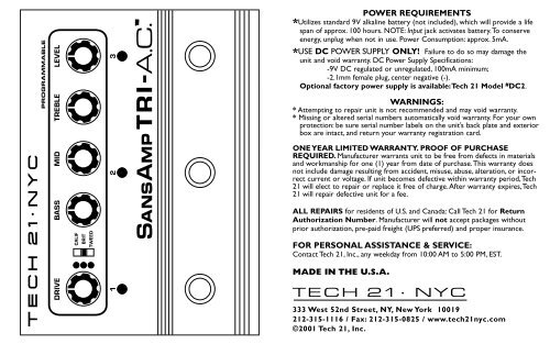 TRI-A.C. manual pdf - Tech 21