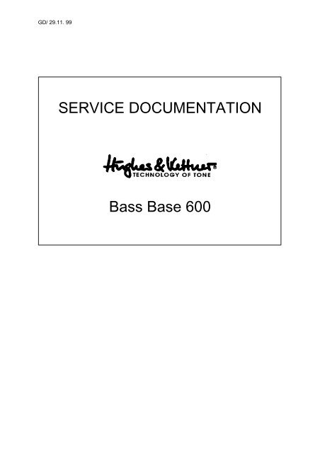 SERVICE DOCUMENTATION Bass Base 600 - ADR SoundSense