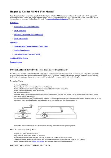 Hughes & Kettner MSM-1 User Manual - EXACT