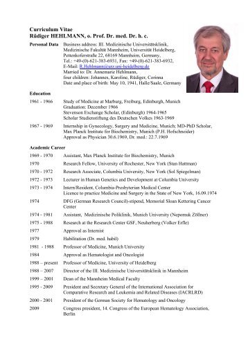 Curriculum Vitae - European Leukemia Net