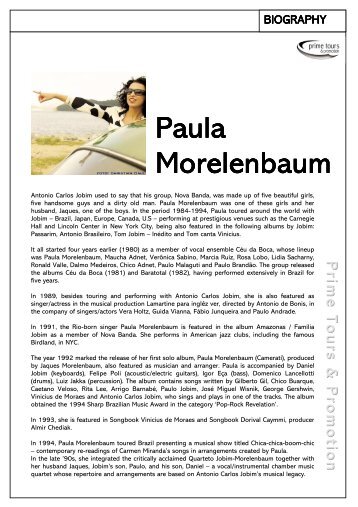 Artist Bio Paula Morelenbaum engl. - Prime Tours