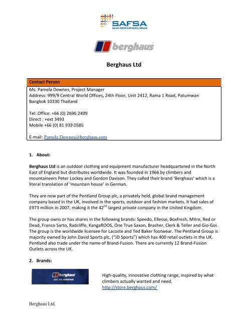 Berghaus Ltd - Source ASEAN