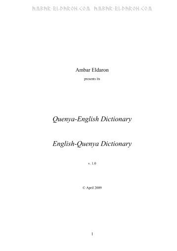 Quenya-English Dictionary English-Quenya ... - Ambar Eldaron