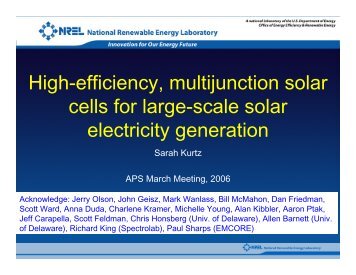 High-efficiency, multijunction solar cells for large-scale solar ...