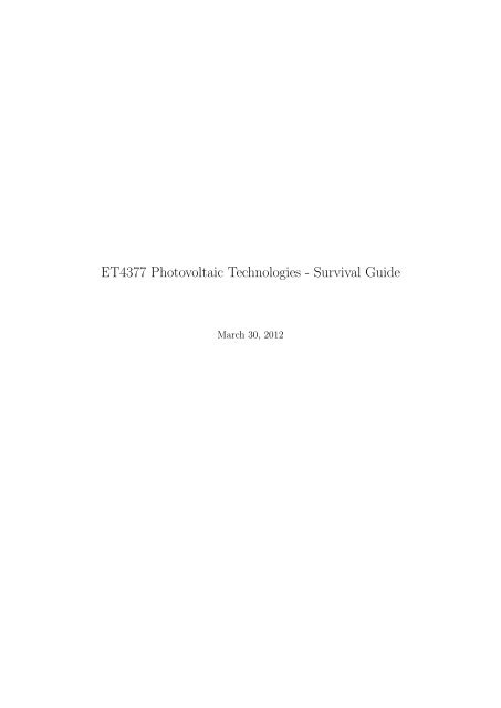 Chapter 8. ORGANIC SOLAR CELLS - from and for SET students