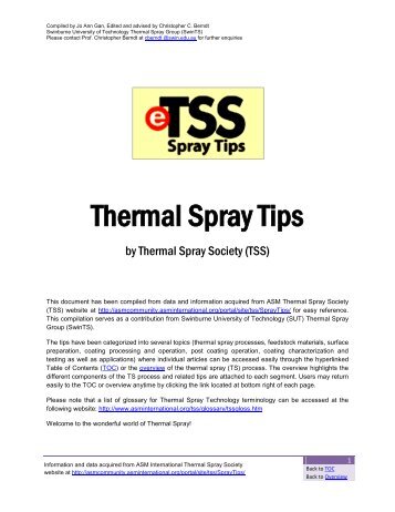 Thermal Spray Tips - Swinburne University of Technology
