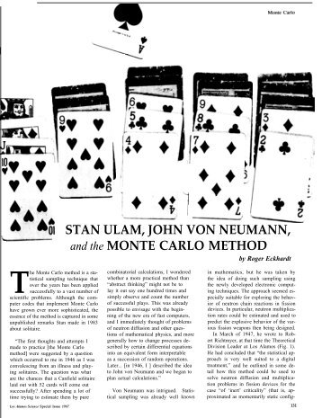 STAN ULAM, JOHN VON NEUMANN, and the MONTE CARLO ...