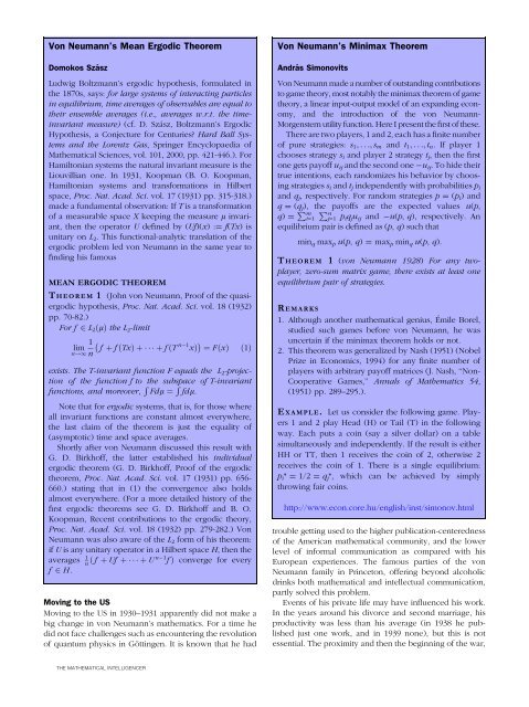 John von Neumann, the Mathematician
