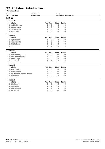 32. Rintelner Pokalturnier - Badminton in der VT Rinteln