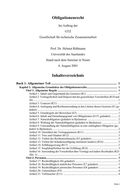Obligationenrecht Prof Dr Dr Hc Helmut Russmann Universitat