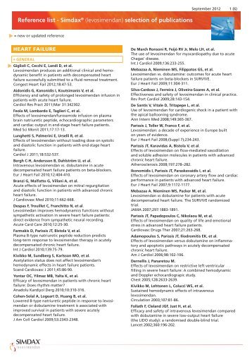 Reference list - Simdax® (levosimendan) selection ... - Orion Pharma