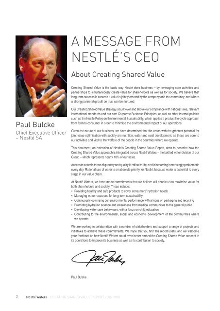 Nestlé Waters – Creating Shared Value report