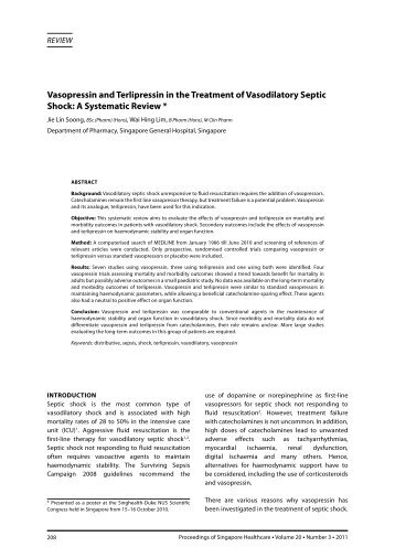 Vasopressin and Terlipressin in the Treatment of Vasodilatory Septic ...