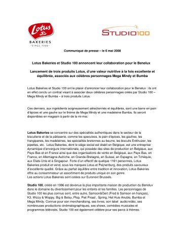 Lotus Bakeries et Studio 100 annoncent leur collaboration pour le ...