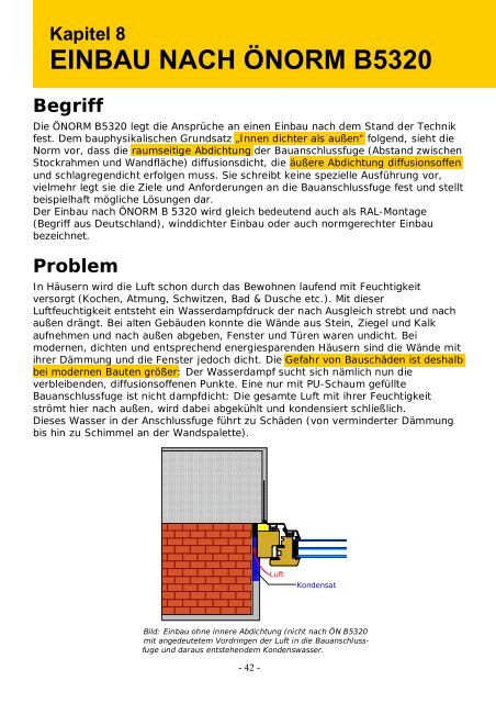 Kapitel 8 EINBAU NACH ÖNORM B5320 - LAGLER Fenster und Türen