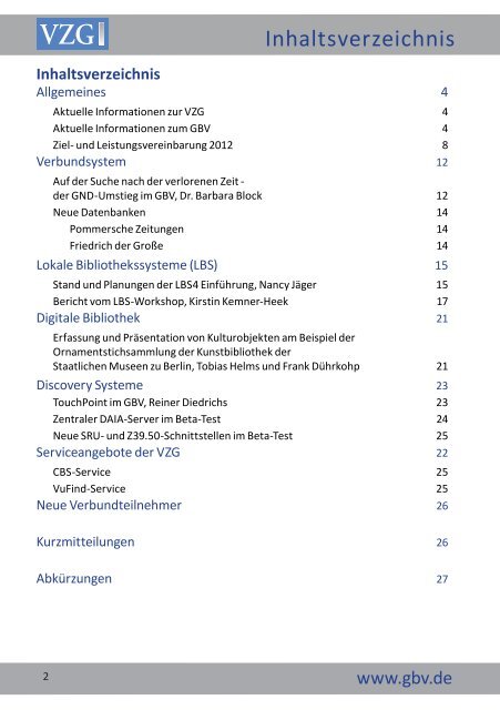 VZG Aktuell Neues aus der Zentrale - GBV