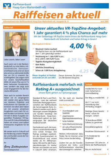 Raiffeisen aktuell - Raiffeisenbank Haag-Gars-Maitenbeth eG