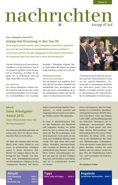 Aktuell Tipps Angebote kneipp-hof Dussnang in den Top 30. Swiss ...