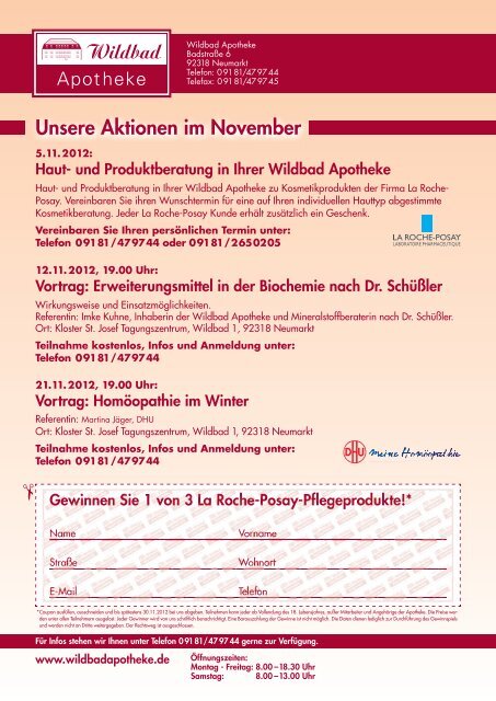 Unsere aktuellen Angebote im November 2012 - Wildbad Apotheke