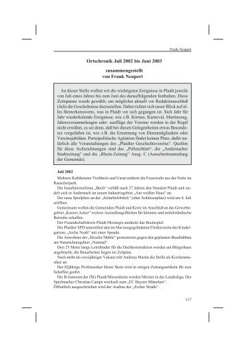 Chronik 2002/03 - Plaidter Geschichtsverein e.V.