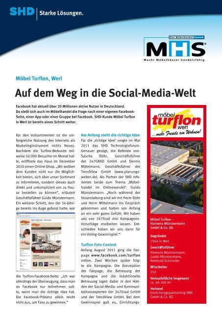 Auf dem Weg in die Social-Media-Welt Möbel Turflon, Werl - SHD ...