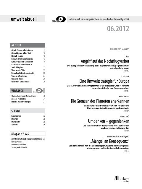 umwelt aktuell Angriff auf das Nachtflugverbot Eine ... - beim DNR