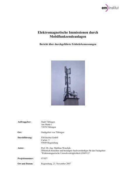 Elektromagnetische Immissionen durch ... - in Tübingen
