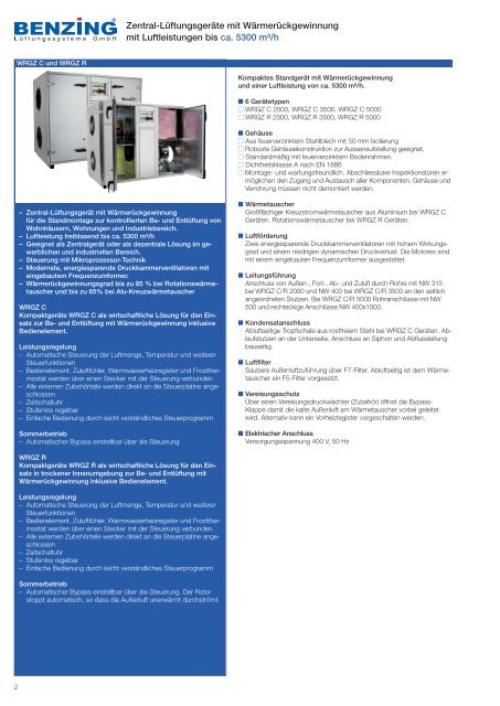 Produktinformation WRGZ C und WRGZ R - Benzing Ventilatoren ...