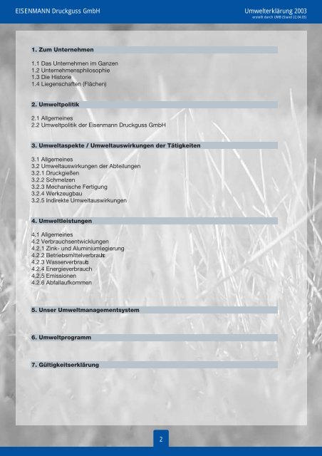 Umwelterklärung 2003 (PDF | 650 KB) - Eisenmann Druckguss GmbH