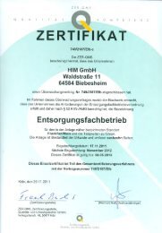 HIM Zertifikat des Entsorgungsfachbetriebs Frankfurt ... - HIM GmbH