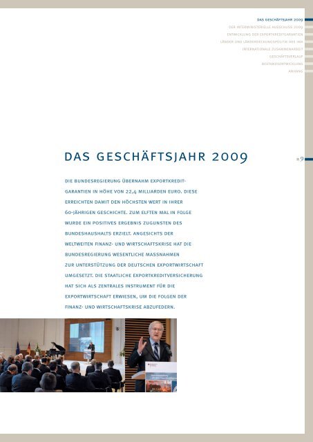 Jahresbericht 2009, Exportkreditgarantien der Bundesrepublik ...