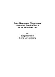 1. Plenum der regionalen Runden Tische - RIGG - in Rheinland-Pfalz