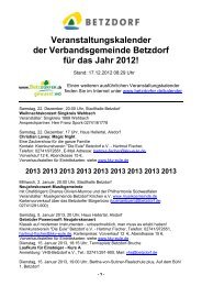Veranstaltungskalender der Verbandsgemeinde Betzdorf - aktuell