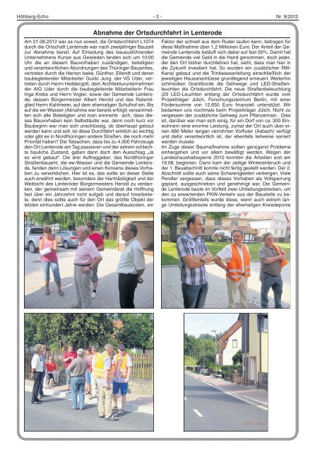 Informationsblatt der Verwaltungsgemeinschaft Uder