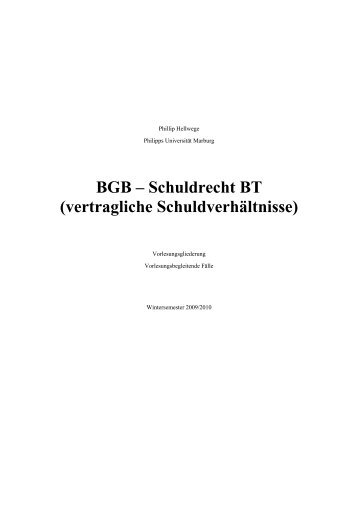 BGB – Schuldrecht BT (vertragliche Schuldverhältnisse)