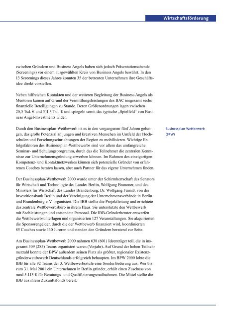 Tätigkeitsbericht 2000 Investitionsbank Berlin