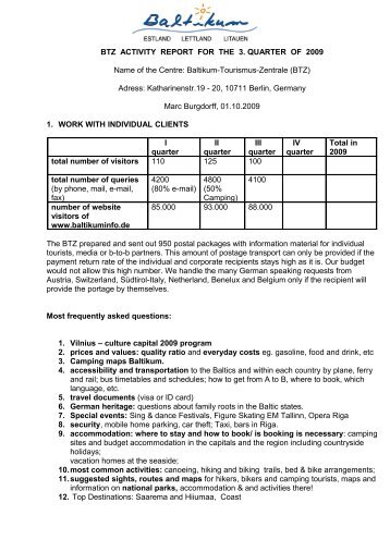 BTZ ACTIVITY REPORT FOR THE 2