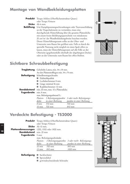 Montagerichtlinien Trespa Innenausbau und Möbelanwendungen