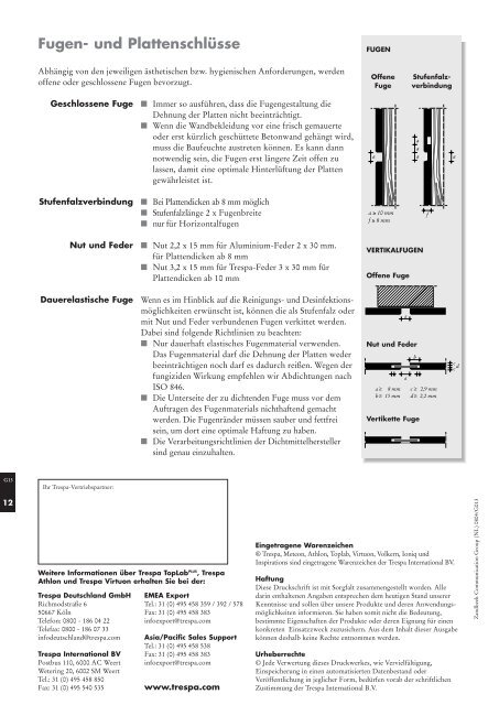 Montagerichtlinien Trespa Innenausbau und Möbelanwendungen