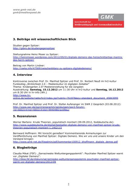 Linksammlung als PDF-Datei - GMK