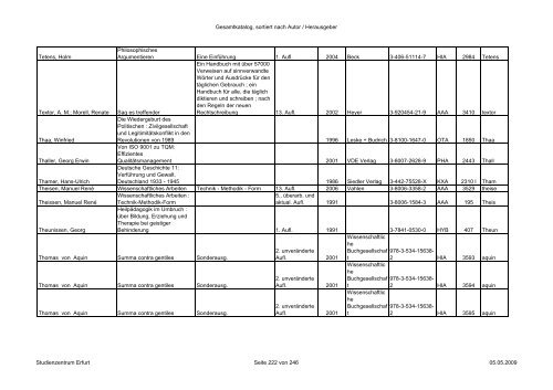 Gesamtkatalog, sortiert nach Autor / Herausgeber Autor/Hrsg HST ...