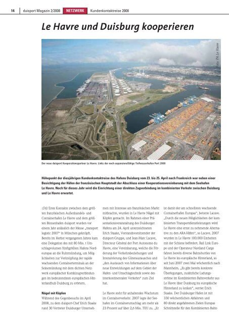 Ein Magazin der Duisburger Hafen AG 2/2008 - Duisport