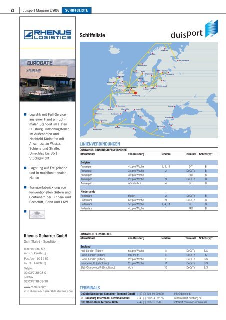 Ein Magazin der Duisburger Hafen AG 2/2008 - Duisport