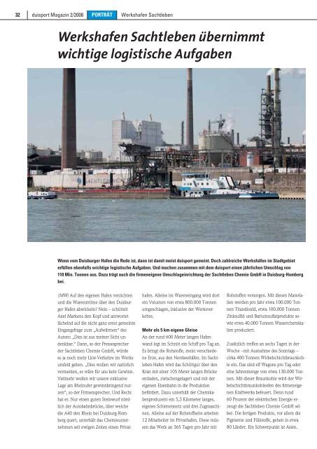 Ein Magazin der Duisburger Hafen AG 2/2008 - Duisport