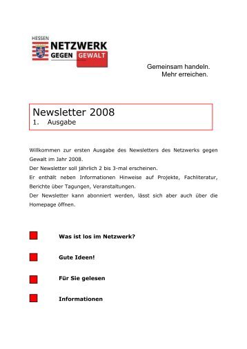 Newsletter 2008 - Netzwerk gegen Gewalt