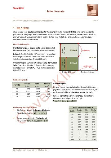 Seitenformate - CLEVER-KLICKEN