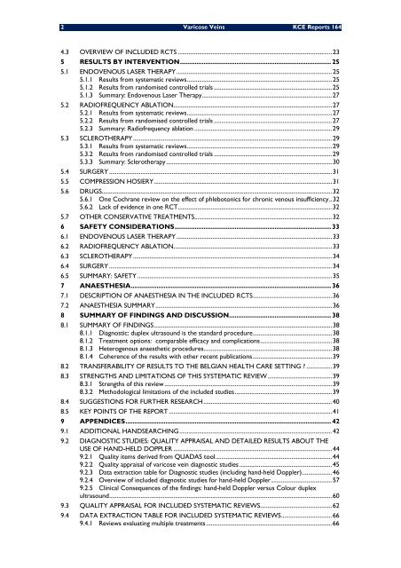 Diagnostic et traitement des varices des membres inférieurs - KCE