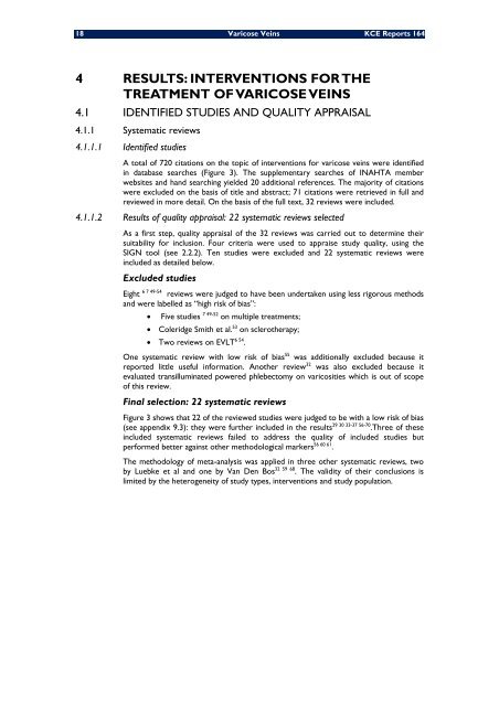 Diagnostic et traitement des varices des membres inférieurs - KCE