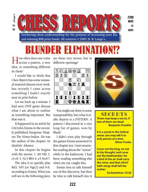 BLUNDER ELIMINATION!? - Chessville